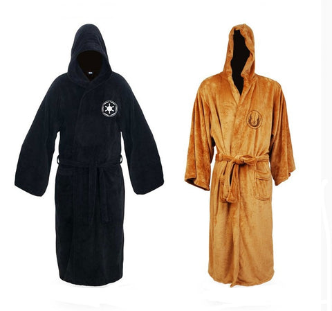Men's Long Flannel Robe with Hood – Warm Extra-Long Hooded Bathrobe with Belt, Absorbent, Black or Brown – Hommes — photo 11