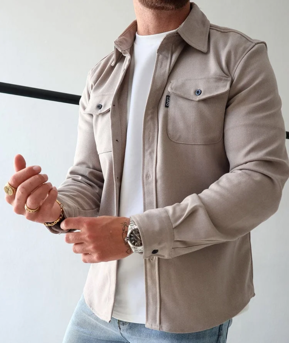 Men's Casual Shirt Jacket with Button Front and Chest Pockets — photo 2