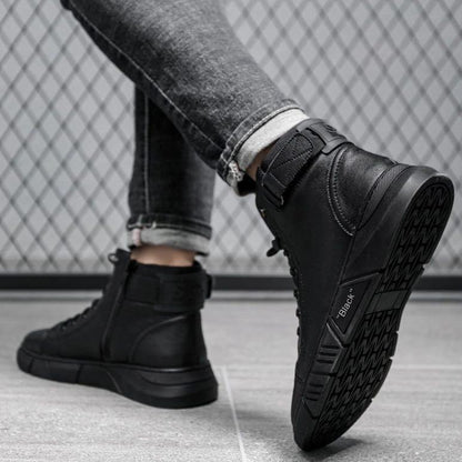 Black Casual Versatile Men's Leather Ankle Boots — photo 10
