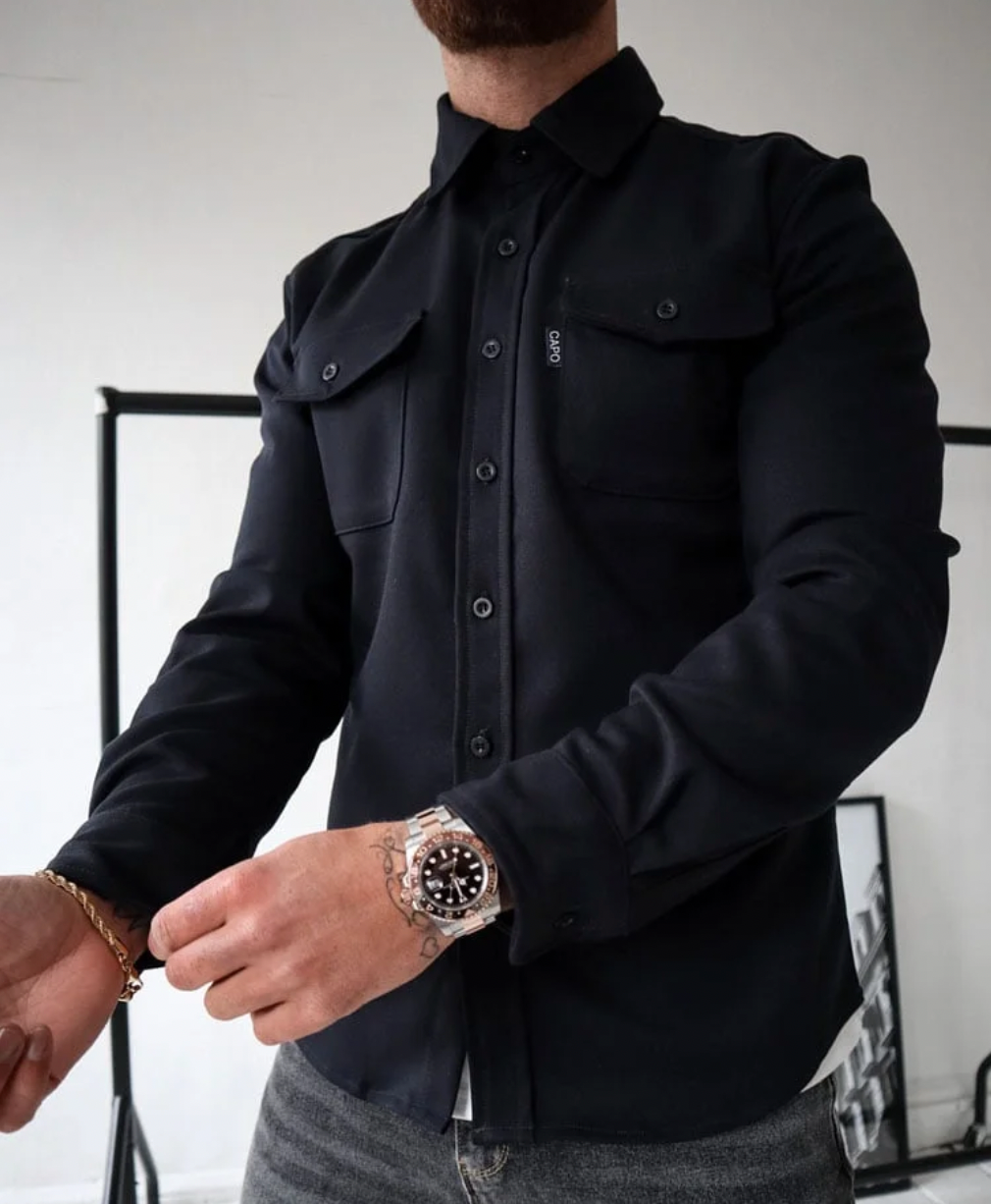 Men's Casual Shirt Jacket with Button Front and Chest Pockets — photo 6