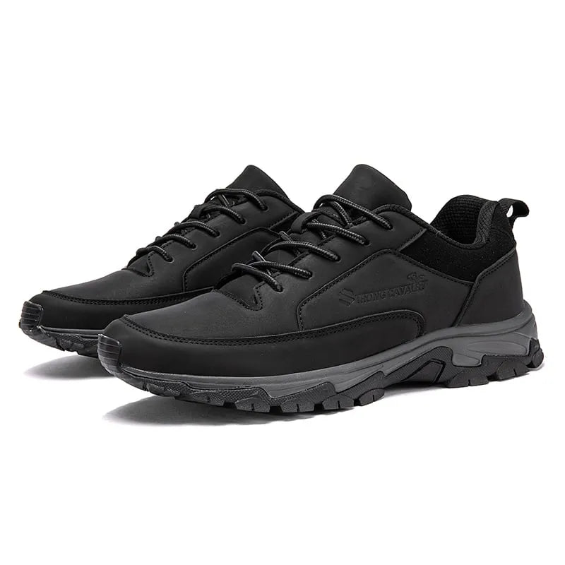 Men's Comfortable Genuine Leather Sneakers with Arch Support and Shock Absorption