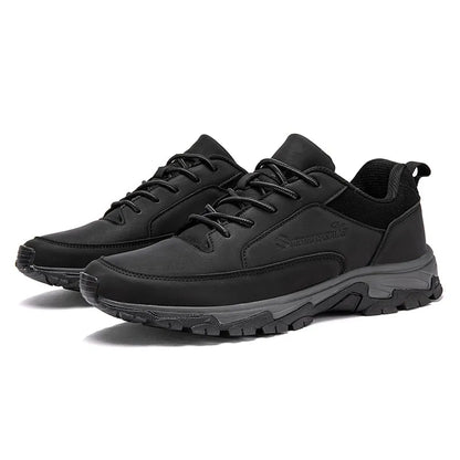Men's Comfortable Genuine Leather Sneakers with Arch Support and Shock Absorption