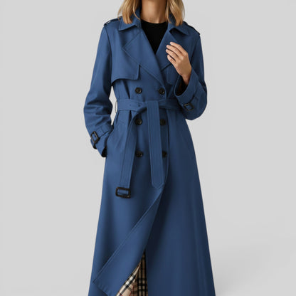 Double Breasted Belted Maxi Trench Coat with Storm Flap — photo 4