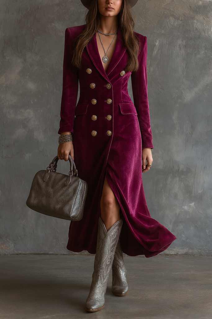 Alexis | Polished Velvet Blazer Maxi Christmas Dress — photo 1