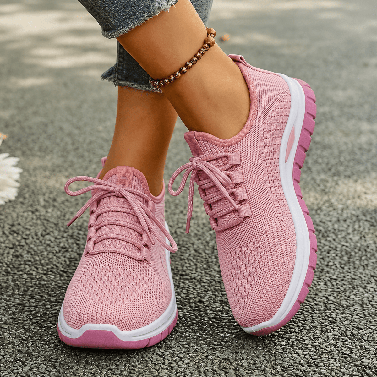 Alice - Women's Orthopaedic Wide Fit Lace-Up Trainers with Cushioned Sole — photo 4