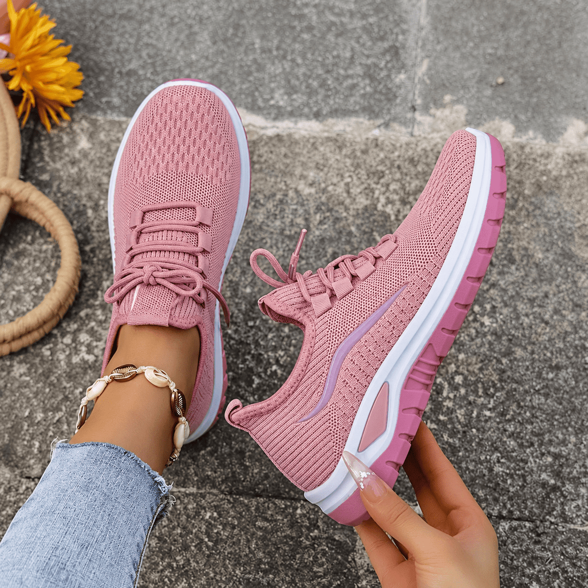 Alice - Women's Orthopaedic Wide Fit Lace-Up Trainers with Cushioned Sole — photo 5