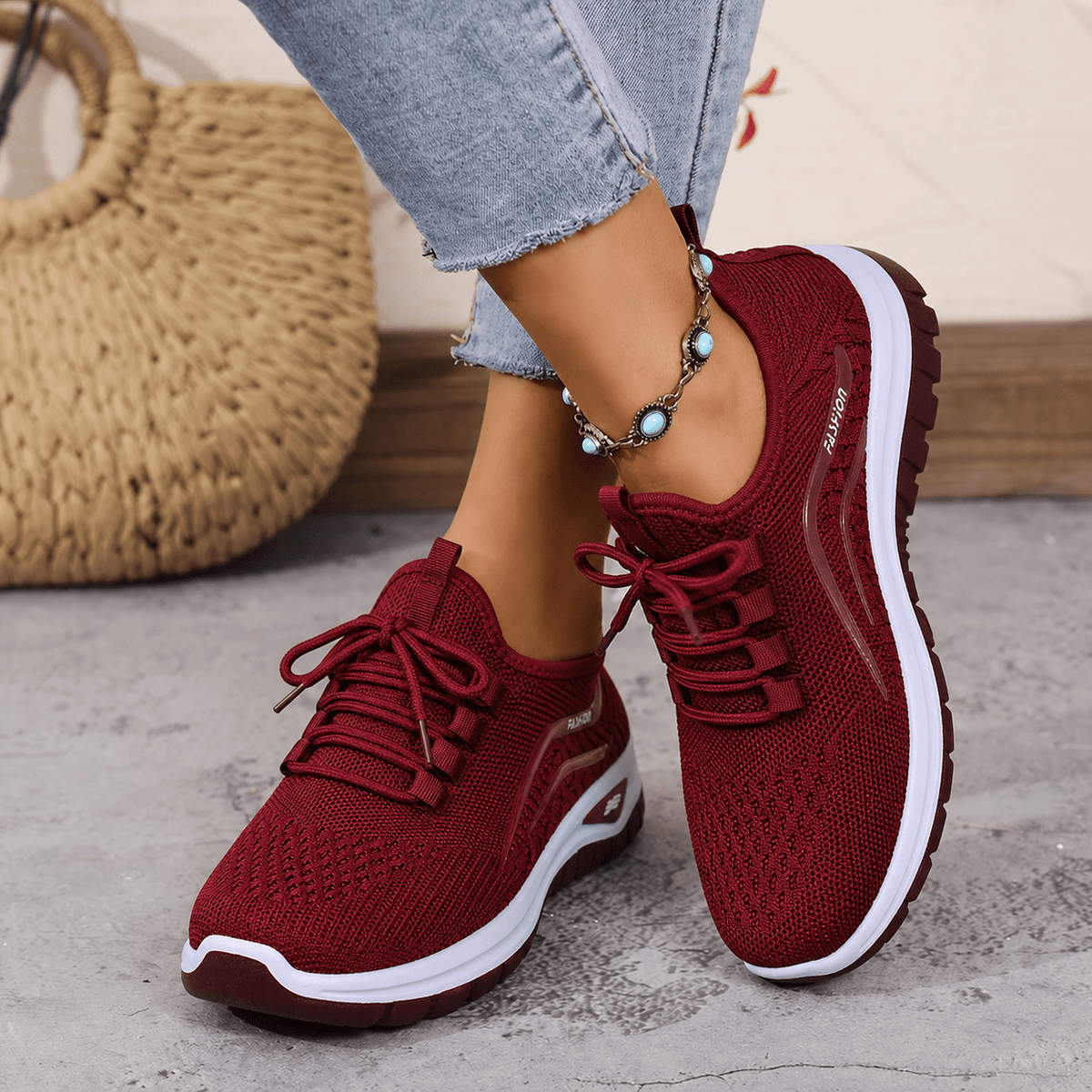 Alice - Women's Orthopaedic Wide Fit Lace-Up Trainers with Cushioned Sole — photo 7