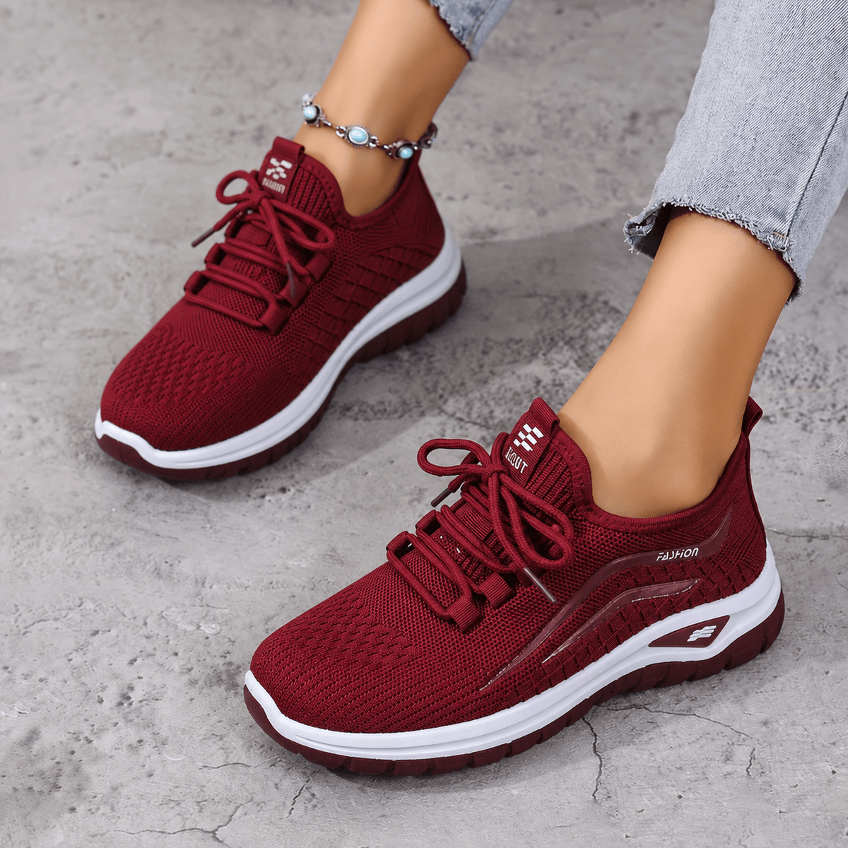 Alice - Women's Orthopaedic Wide Fit Lace-Up Trainers with Cushioned Sole — photo 8