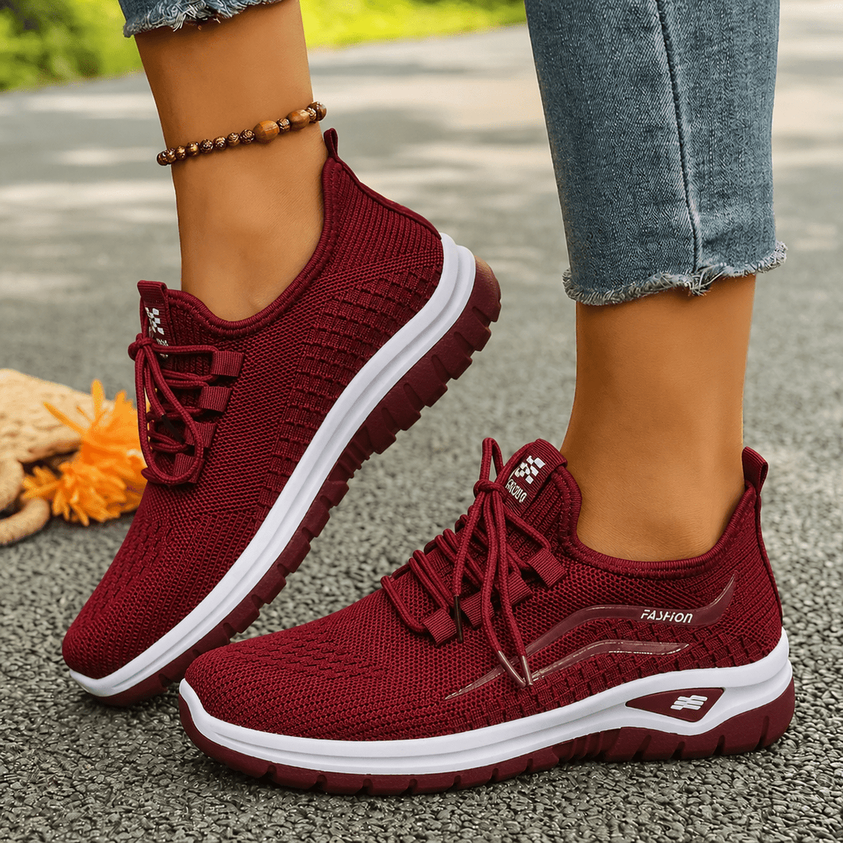Alice - Women's Orthopaedic Wide Fit Lace-Up Trainers with Cushioned Sole — photo 6