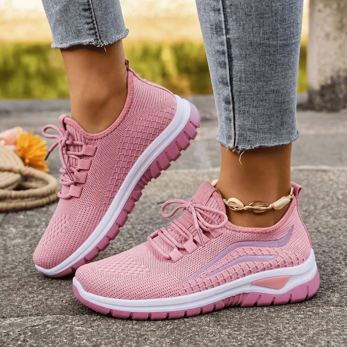 Alice - Women's Orthopaedic Wide Fit Lace-Up Trainers with Cushioned Sole — photo 3