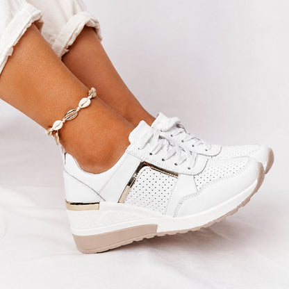Amelia - Women's Orthopaedic Wedge Trainers with Metallic Panel Detail — photo 1