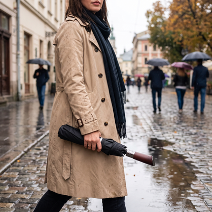 Large Automatic Umbrella with Wooden Handle – 48 in Windproof Golf-Size Umbrella with Fibreglass Frame, 4 Colours — photo 8