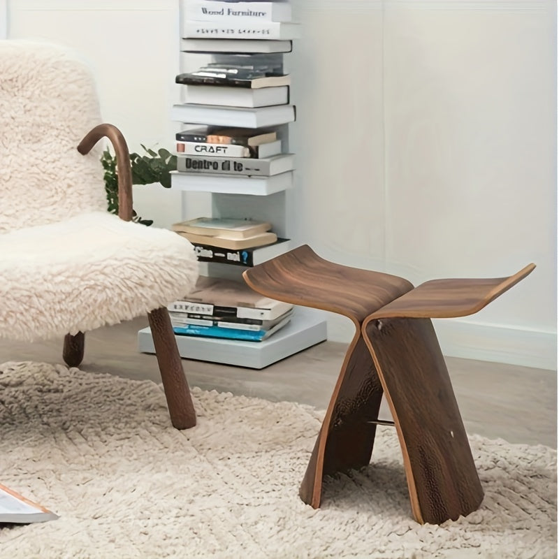 Sculptural Butterfly Stool with Curved Seat - Decorative Side Seat and Storage Surface — photo 5