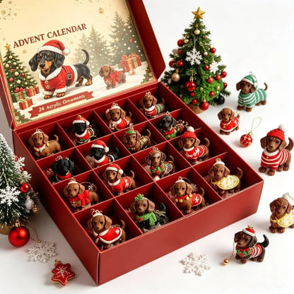 New 2026 Christmas Advent Calendar 24 Days Countdown Calendar 3D Cute Dog Dachshund Ornament Christmas Decoration Gift Calendar — photo 3