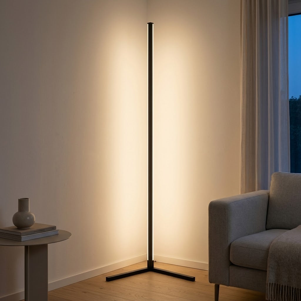 142 cm LED Corner Floor Lamp, Dimmable, 3 Light Colours, with Remote Control — photo 1