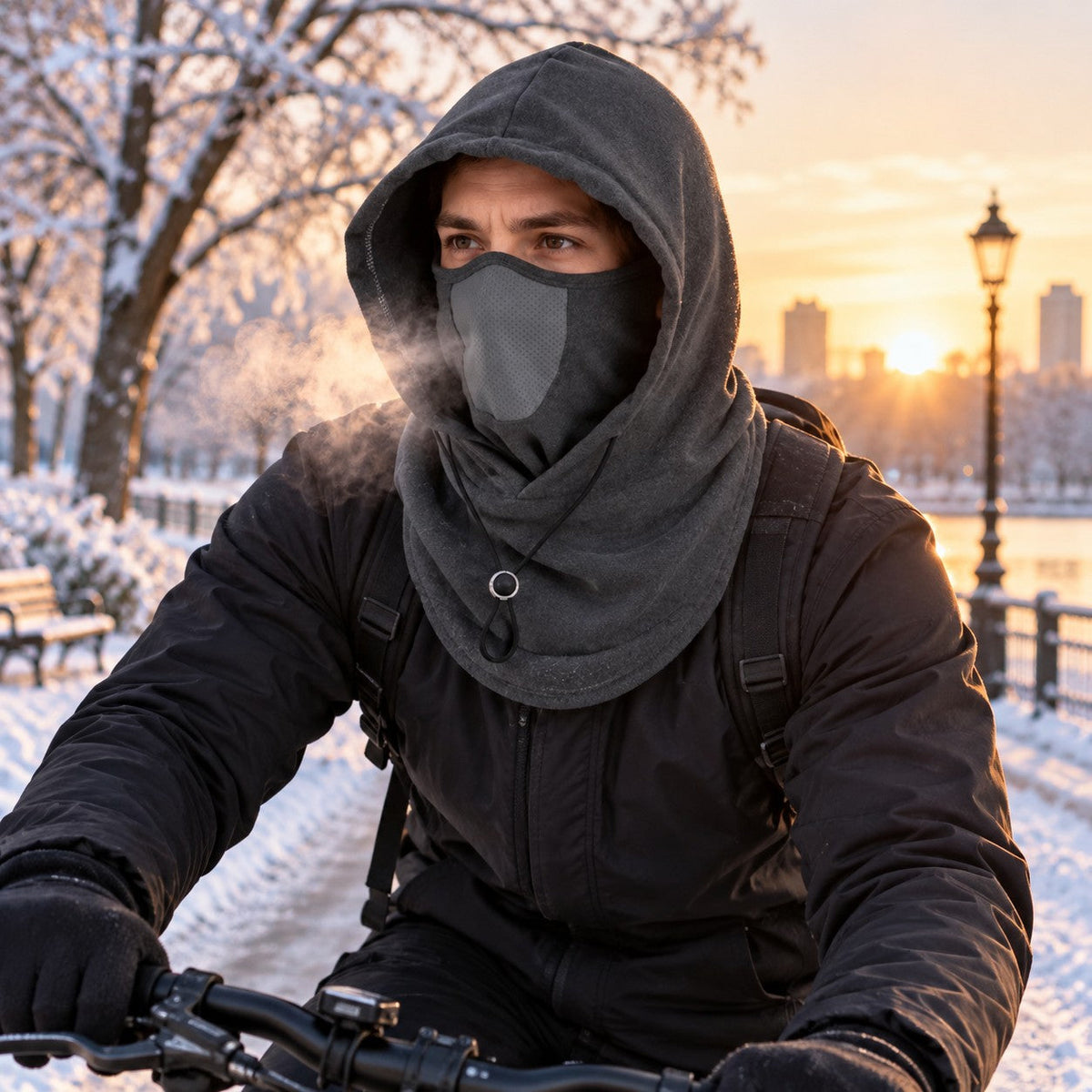 3-in-1 Thermal Fleece Balaclava | Windproof Hood, Neck Warmer & Face Mask in One | Warm Winter Ski, Cycling, Running & Dog Walking Hat for Men & Women | Adjustable Drawstring | 4 Colours — photo 2
