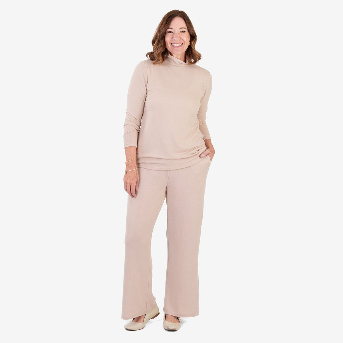 Women's Brushed Marl Turtleneck Top with Long Sleeves & Soft Ribbed Finish — photo 6