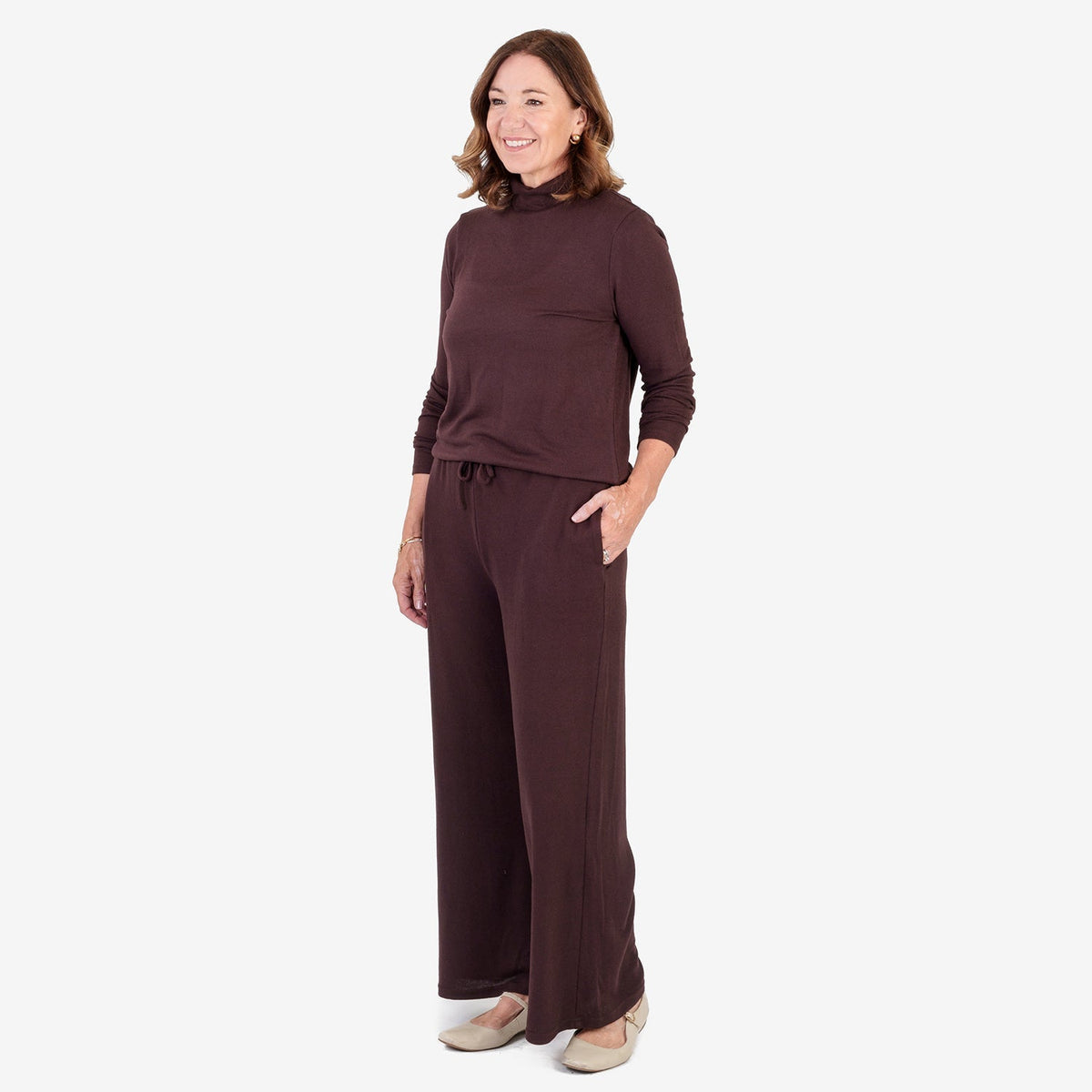 Women's Brushed Marl Turtleneck Top with Long Sleeves & Soft Ribbed Finish — photo 11