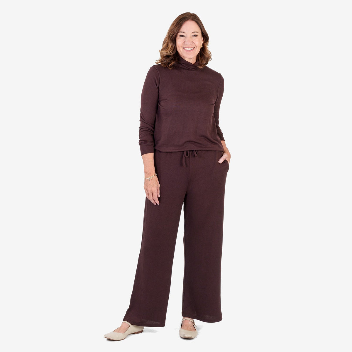 Women's Brushed Marl Turtleneck Top with Long Sleeves & Soft Ribbed Finish — photo 18