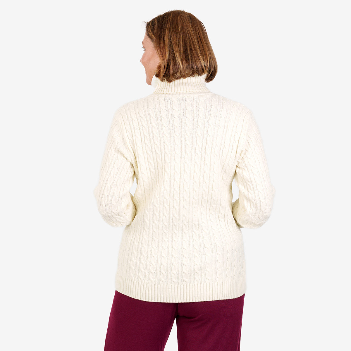 Women's Cable Knit Roll Neck Jumper with Long Sleeves & Ribbed Trims — photo 19