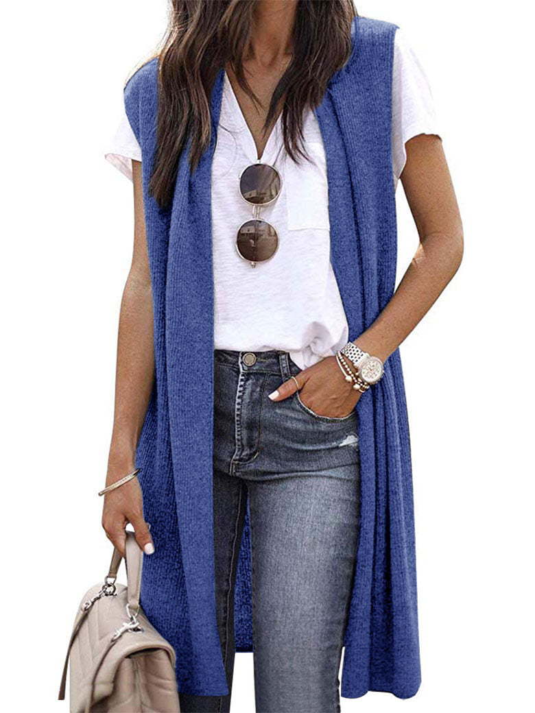 Women's Casual Oversized Open-Front Short-Sleeve Knit Vest — photo 2