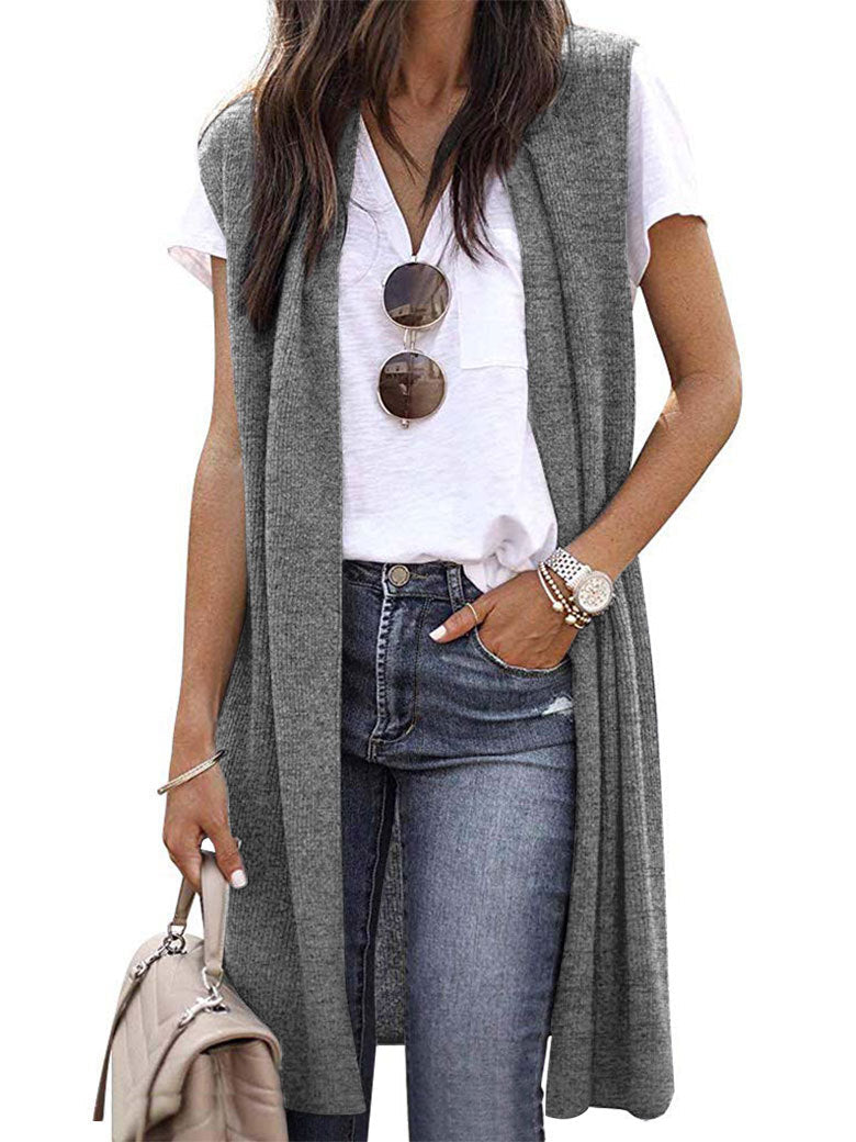 Women's Casual Oversized Open-Front Short-Sleeve Knit Vest — photo 3