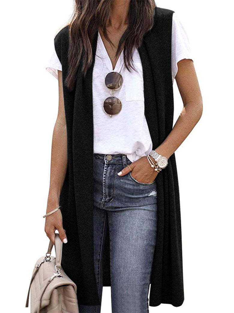 Women's Casual Oversized Open-Front Short-Sleeve Knit Vest — photo 5