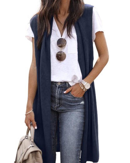 Women's Casual Oversized Open-Front Short-Sleeve Knit Vest — photo 6