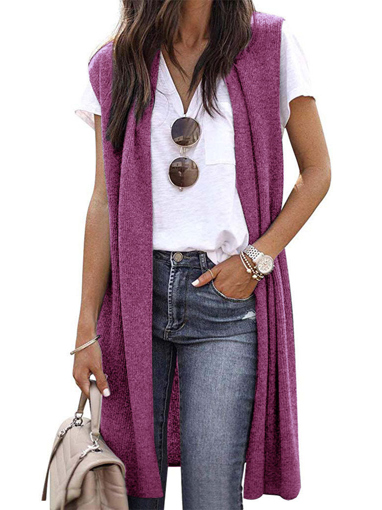 Women's Casual Oversized Open-Front Short-Sleeve Knit Vest — photo 7