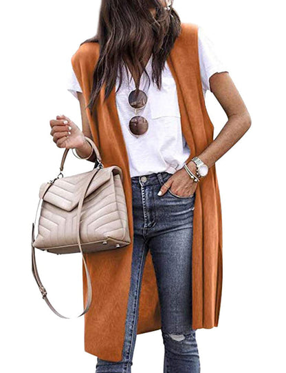 Women's Casual Oversized Open-Front Short-Sleeve Knit Vest — photo 8