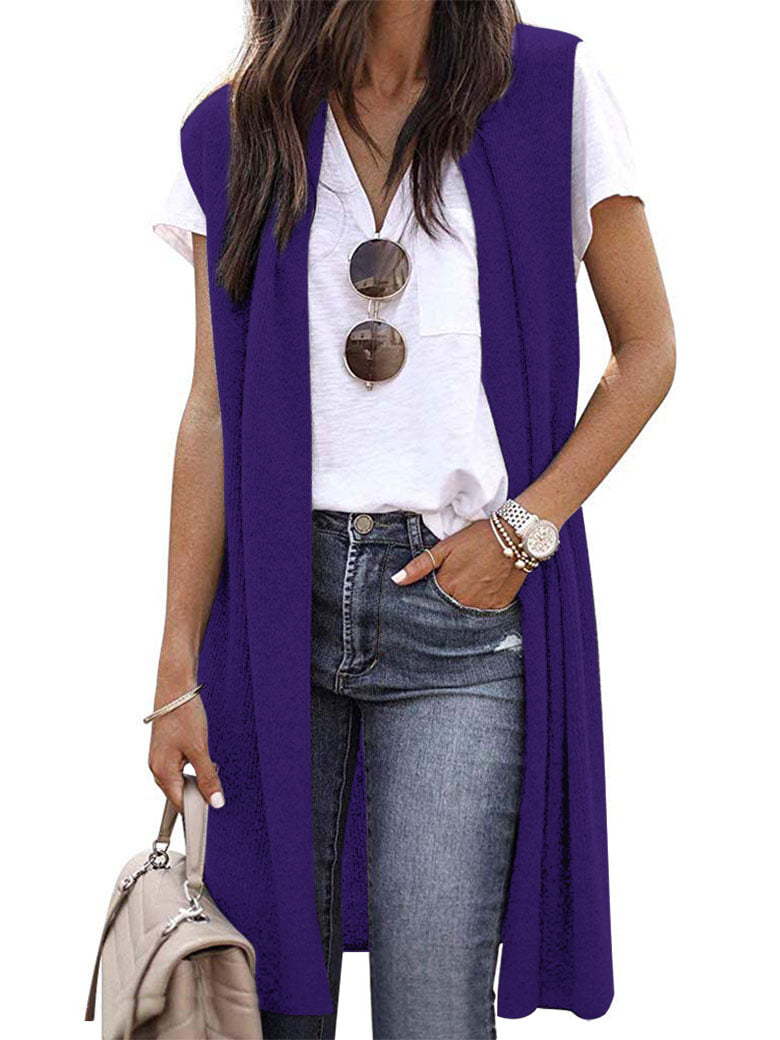 Women's Casual Oversized Open-Front Short-Sleeve Knit Vest — photo 9