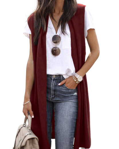 Women's Casual Oversized Open-Front Short-Sleeve Knit Vest — photo 10