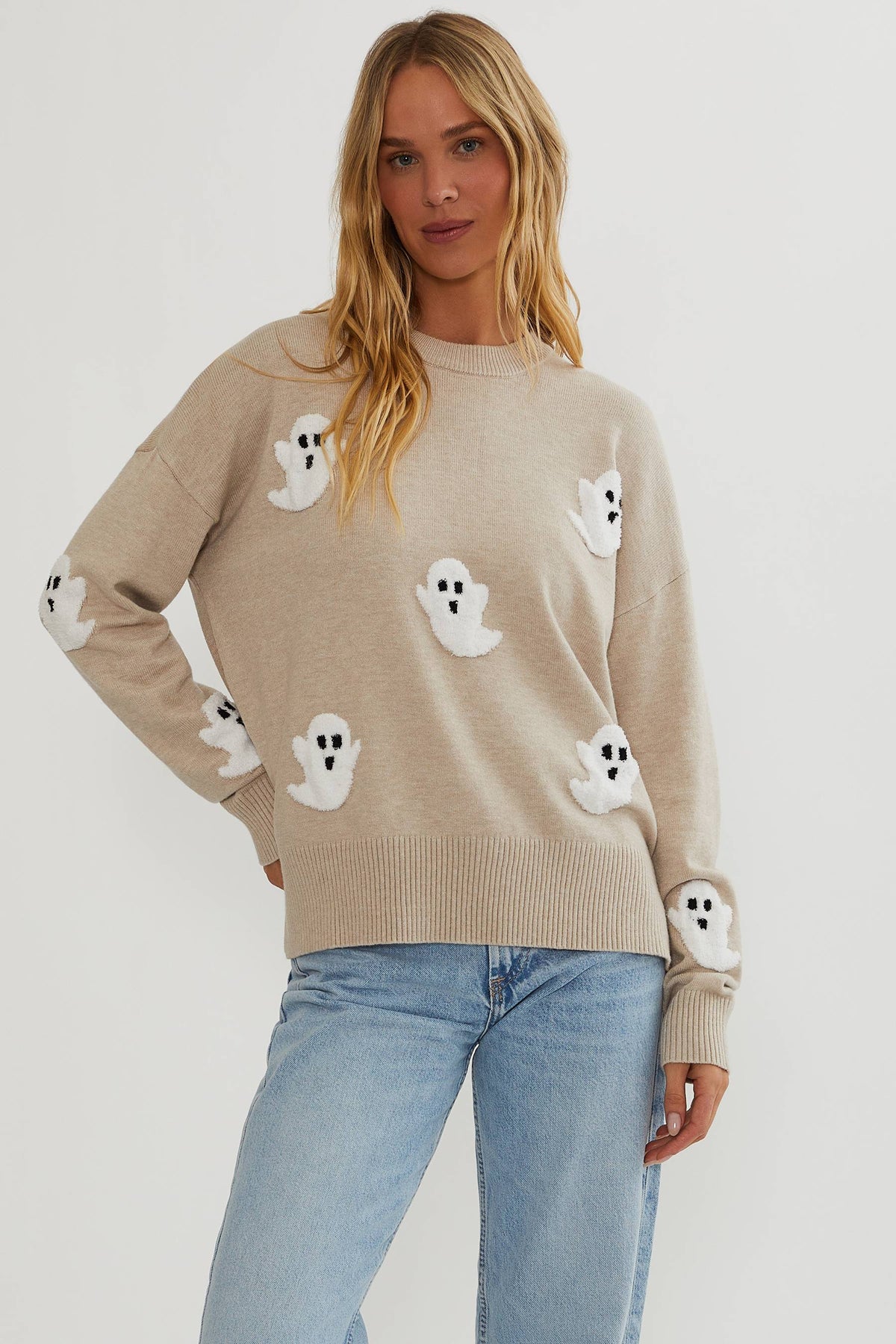 Women's Ghost Appliqué Knit Jumper - Cosy Long-Sleeve Jumper — photo 1