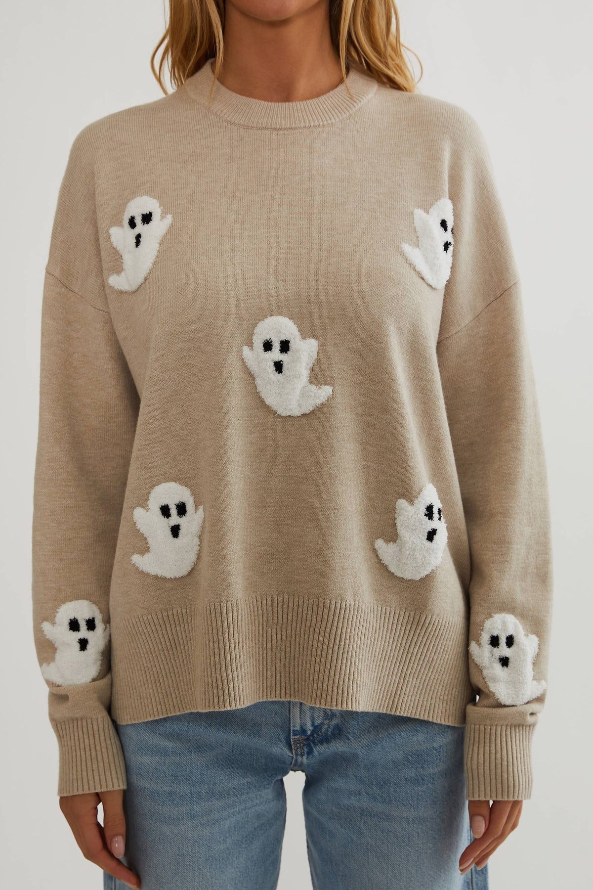 Women's Ghost Appliqué Knit Jumper - Cosy Long-Sleeve Jumper — photo 2