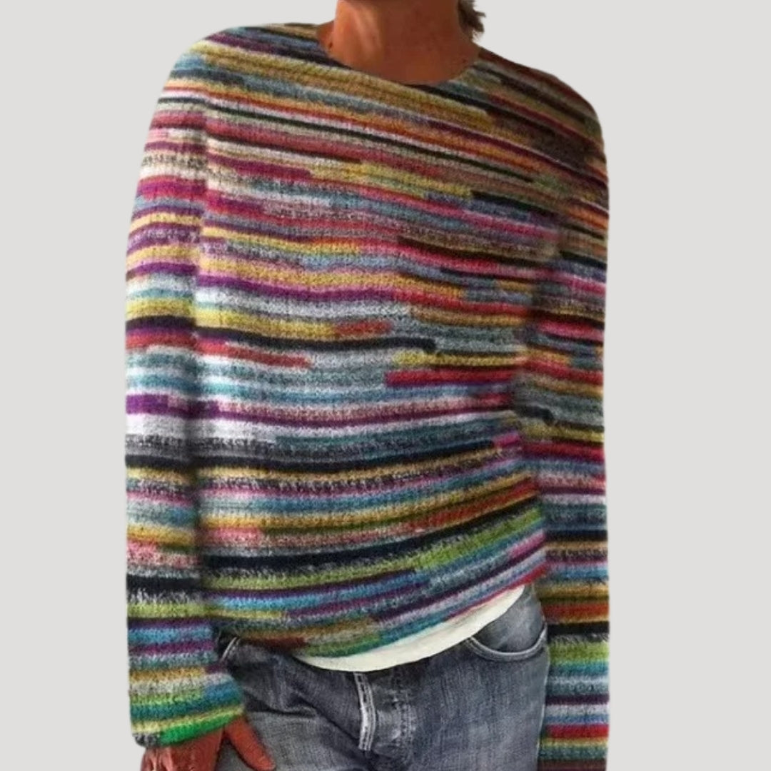 Women's Patterned Crew Neck Jumper with Colourful Yoke — photo 7