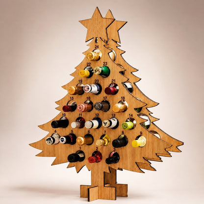 Wooden 24-Slot Wine & Beer Advent Calendar Holder Countdown Display — photo 1
