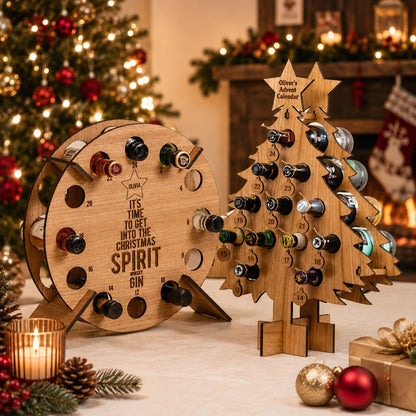 Wooden 24-Slot Wine & Beer Advent Calendar Holder Countdown Display — photo 3
