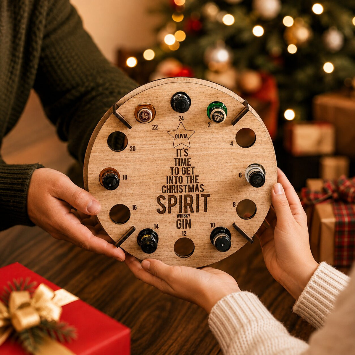 Wooden 24-Slot Wine & Beer Advent Calendar Holder Countdown Display — photo 6