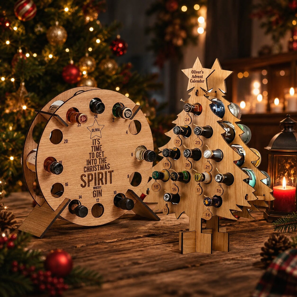 Wooden 24-Slot Wine & Beer Advent Calendar Holder Countdown Display — photo 8