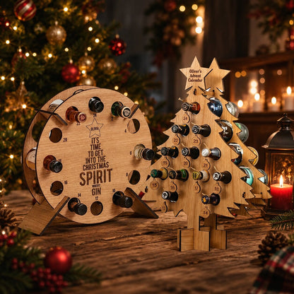 Wooden 24-Slot Wine & Beer Advent Calendar Holder Countdown Display — photo 8