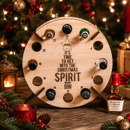 Wooden 24-Slot Wine & Beer Advent Calendar Holder Countdown Display — photo 9
