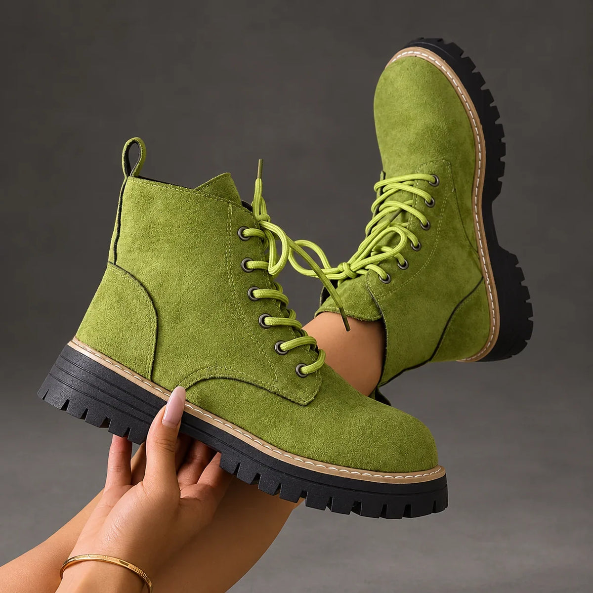 Boots Women - Fleece-Lined Lace-Up Ankle Boots — photo 2