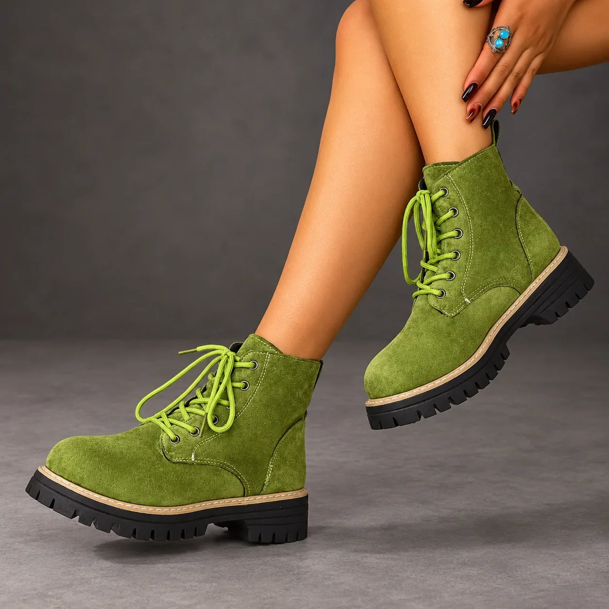 Boots Women - Fleece-Lined Lace-Up Ankle Boots — photo 3