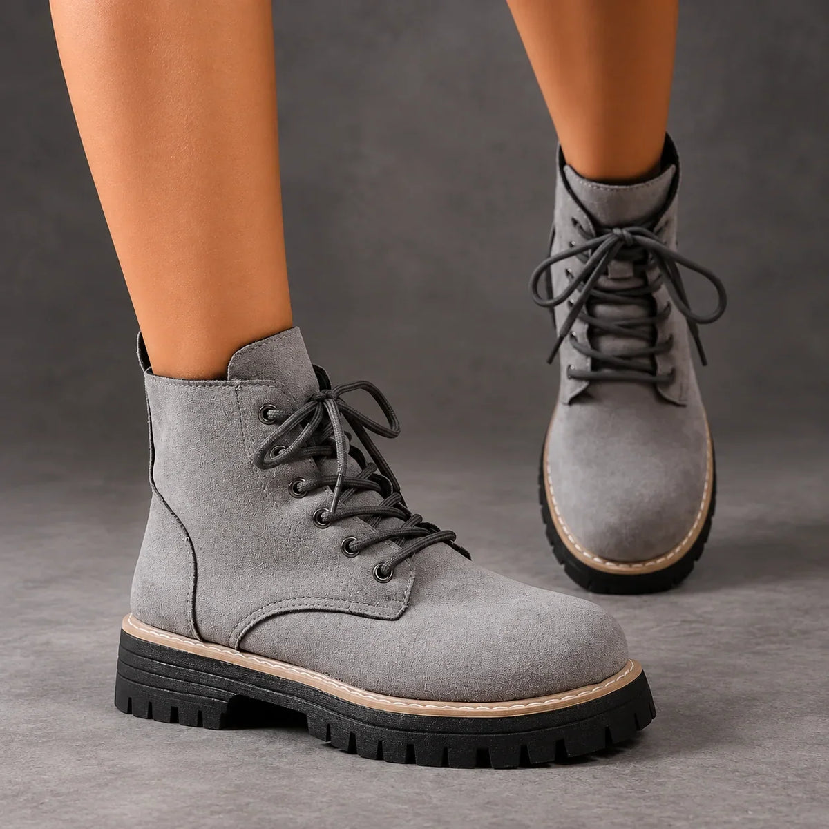 Boots Women - Fleece-Lined Lace-Up Ankle Boots — photo 6