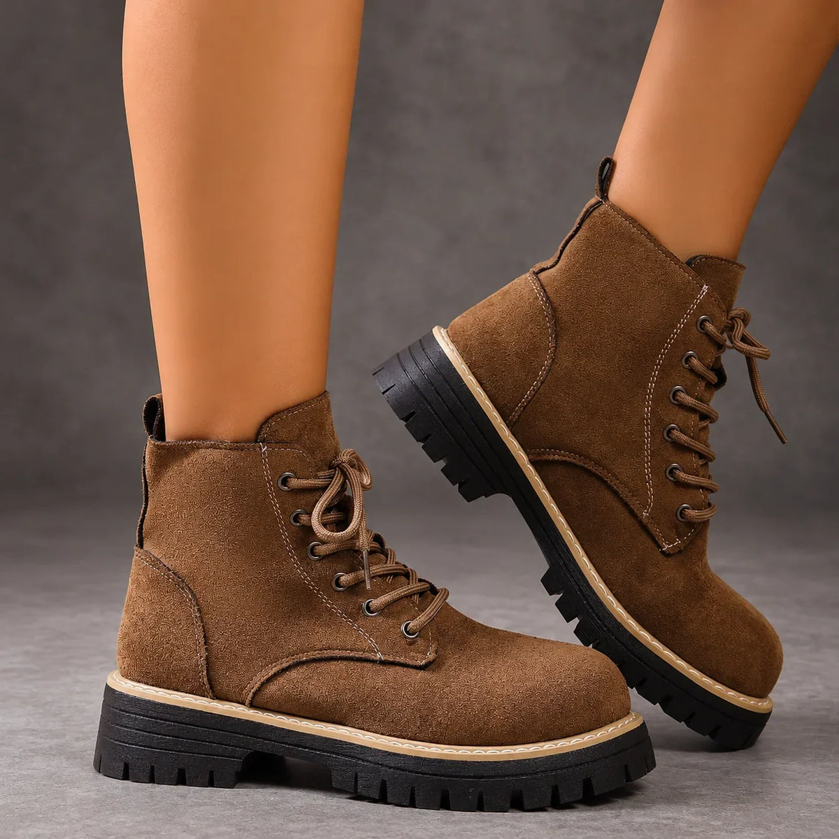 Boots Women - Fleece-Lined Lace-Up Ankle Boots — photo 7