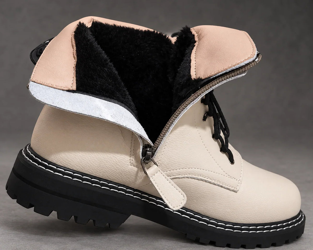 Boots Women - Pebbled Lace-Up with Side Zip and Chunky Lug Sole — photo 7