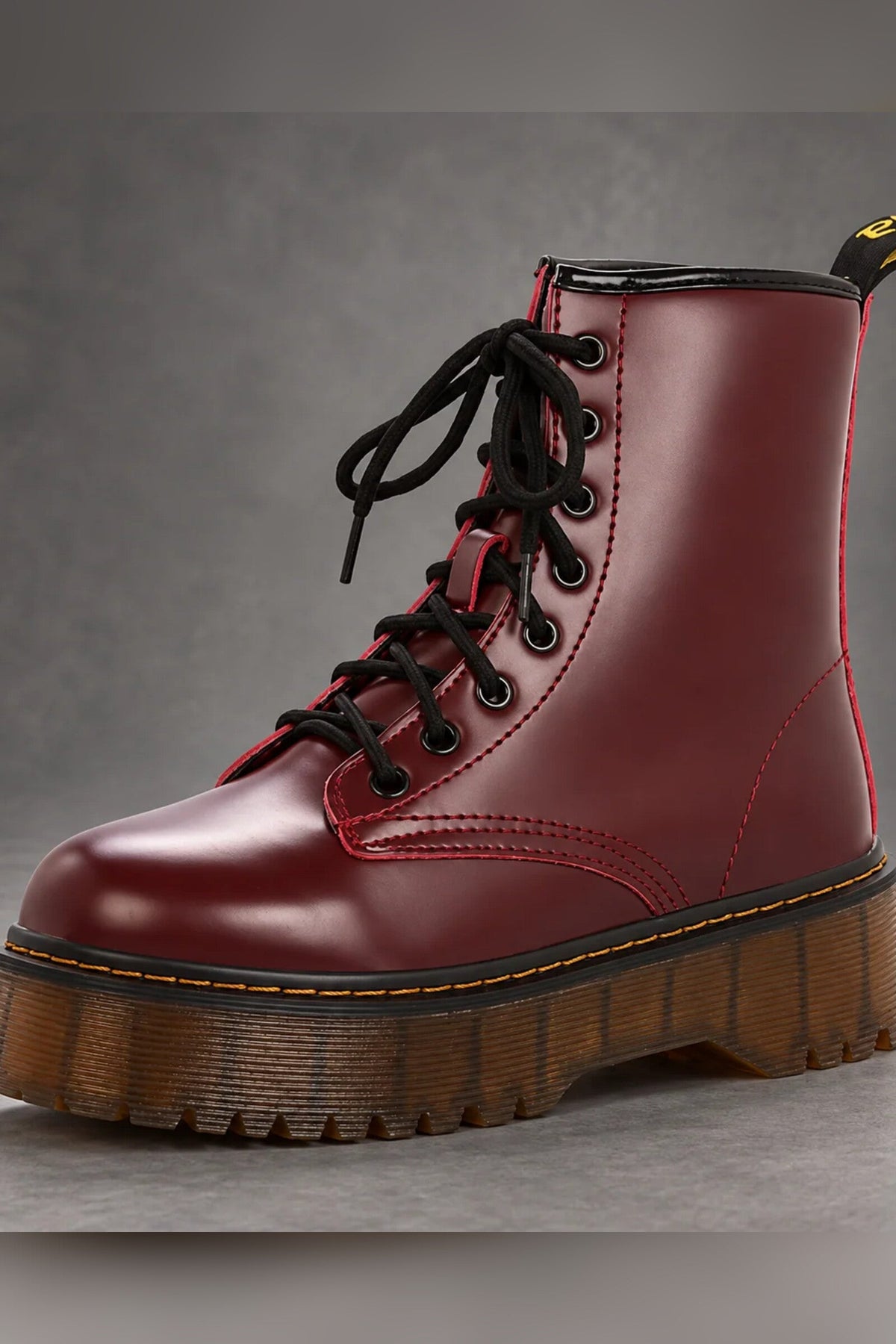 Boots Women - Platform Combat Boots with Lace-Up Front and Side Zip — photo 1