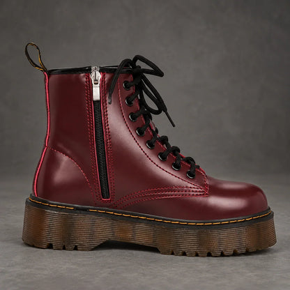 Boots Women - Platform Combat Boots with Lace-Up Front and Side Zip — photo 2