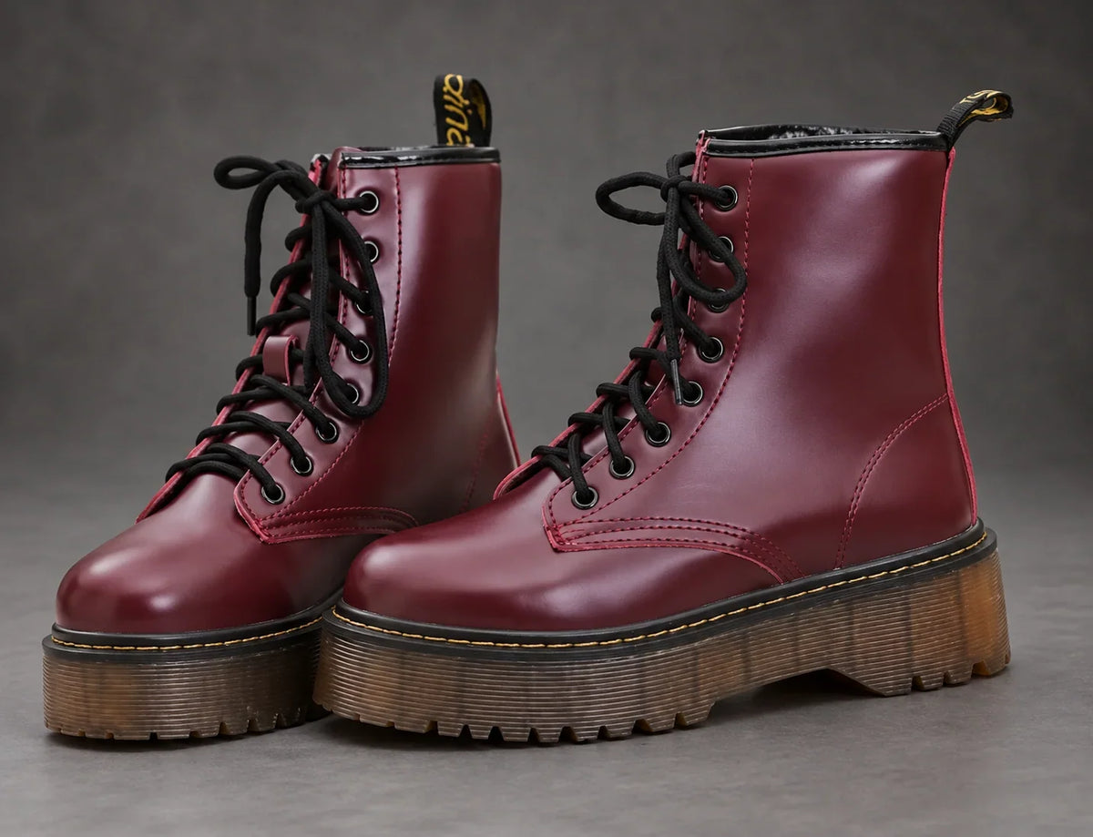 Boots Women - Platform Combat Boots with Lace-Up Front and Side Zip — photo 4