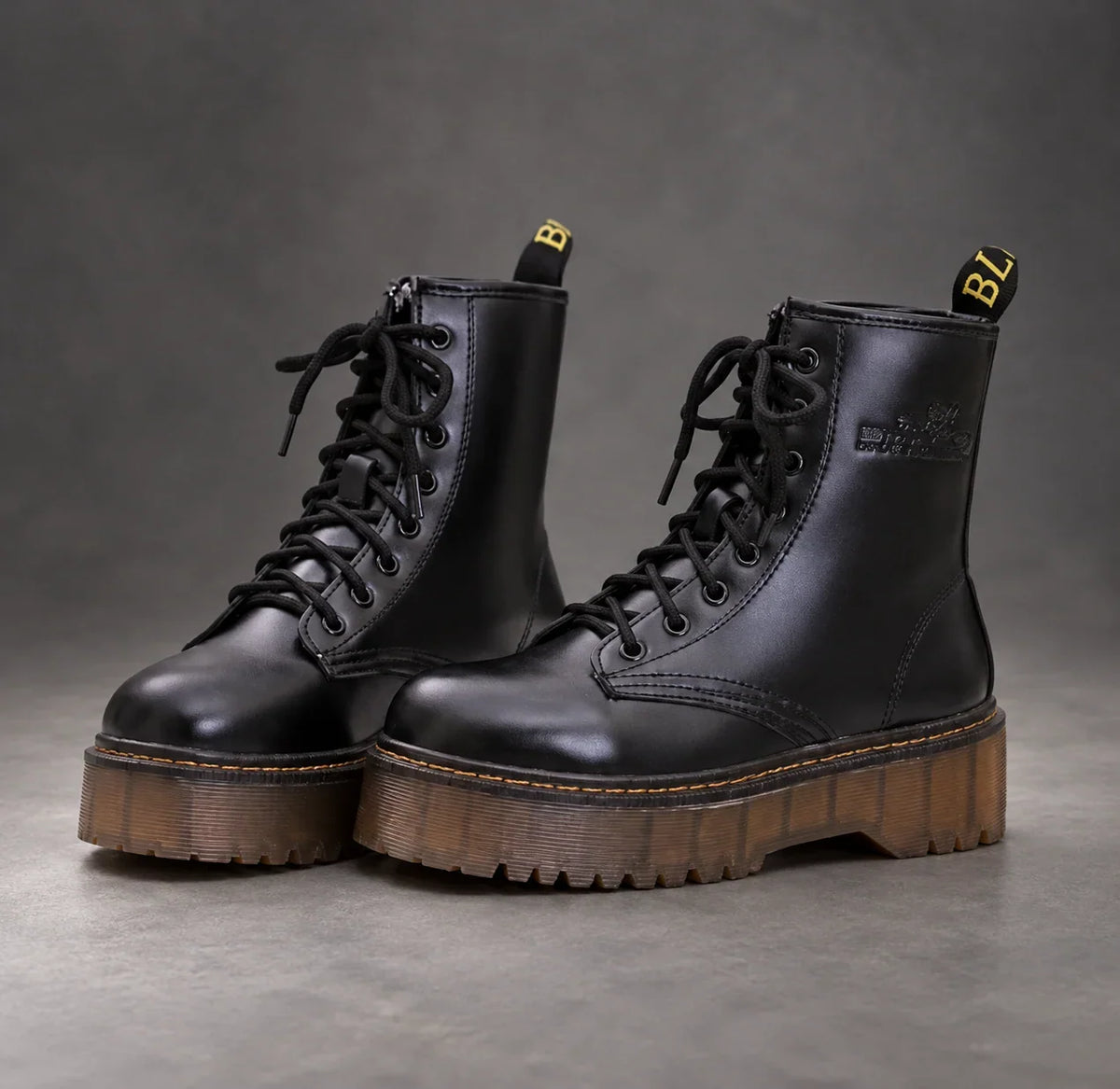 Boots Women - Platform Combat Boots with Lace-Up Front and Side Zip — photo 5
